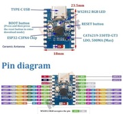 Zestaw 2szt: ESP32-C3 Zero WIFI z RGB LED - taki lepszy ESP32C3 Super Mini