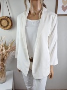 Żakiet kremowy luźny marynarka wiskoza H&M L 40 elegancka ecru Old Money 