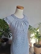 sukienka koronkowa elegancka jasnoniebieska orsay elastyczna M błękitna 38