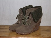 Botki na koturnie koturny zimowe 3 brązowe z futerkiem 