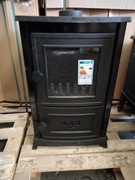 Piec kominek koza żeliwny z płytą grzewczą fajerką ALFA 902 czarny