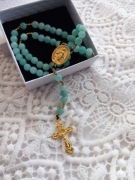 Różaniec dla dziewczynki zielony agat kamień naturalny 