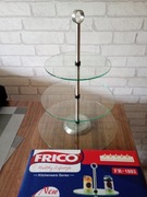 patera trzy poziomowa do ciast, szkło, stal nierdzewna, wysokość 38,5cm 