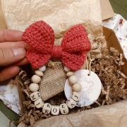 Broszka, agrafka do wózka z imieniem Handmade Prezent dla niemowlaka 