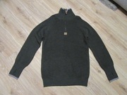 VIKAFJELL męski sweter ciemna zieleń wycięcia na kciuk 100% wełna_ XXL