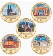 Kolekcjonerski zestaw numizmatów pamiątkowych niemieckiej architektury 