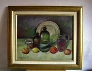 MARTWA NATURA Z OWOCAMI I TALERZ olej płótno 1995