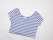 Bluzka crop top w granatowo białe paski H&M r. L