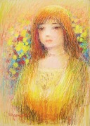 DZIEWCZYNA pastel olejny 49x34 PORTRET