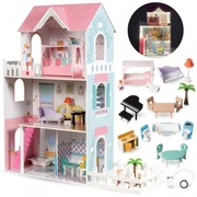 Mamabrum drewniany domek dla lalek XXL - 123 cm - podświetlany LED 