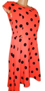 Pomarańczowa neonowa Sukienka w groszki Wesele Przyjęcie Marconi 42 (XL)