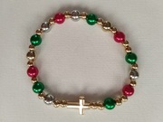 Różaniec na rękę dla dziewczynki, dziecięcy w wesji świątecznej :) 