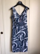 Vintage z lat 90 sukienka Cyf 36 S hawajski motyw dekolt V