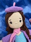 Duża lalka na szydełku, zestaw ubranek, przytulanka, Francuska