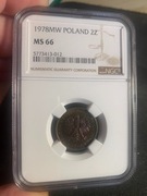 2 złote 1978 z.z.m. "217e" NGC MS66