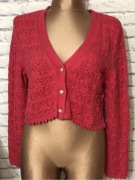 Krotki crop sweterek Zara kryształowe guziki roz.L