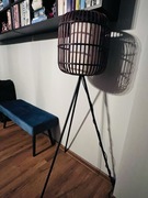 Lampa podłogowa stojąca metal+drewno