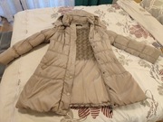 Kurtka zimowa puchowa pikowana długa damska roz. L beżowa z kapturem