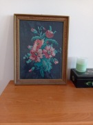 Obraz z kwiatem.Haftowany ręcznie.