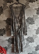 Sukienka kopertowa XL 44 Nowy H&M Long Tall B&W czarno biała w kratkę