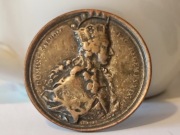 Unikatowy WIELKI GUZIK 4,5 cm - Antyk, Motyw Królewski, Łacina