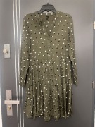 Vero moda sukienka modny wzór groszki khaki viscoza hit roz.38 