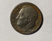 USA 1 dime, 1974 r. Dime Roosevelta. Bez znaku menniczego (S141)