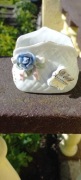 Porcelanowy/ceramiczny serwetnik koszyczek z różą i motylem - złocenia
