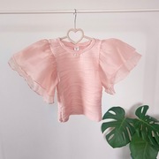 Bluzka elegancka 110 wielkie falbanki falbany różowa koszulka bluzeczka