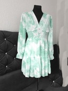 Zielono biała sukienka 36 38