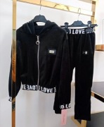 Nowy czarny komplet zestaw welur bluza + spodnie r. 110