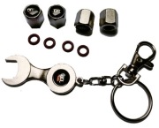 Nakrętki wentyli srebrne z logo Audi + brelok klucz