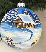 Bombka szklana choinkowa pejzaż 10 cm 