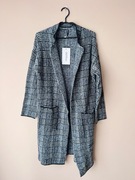 Damski długi sweter kardigan XS 34 S 36 Moodo czarny szary ciepły 