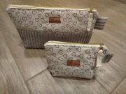 Kosmetyczki, komplet sztruks,beżowe odcienie