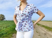 Bluzka koszula Zara M 38 niebieska wrap w kwiaty