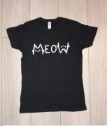 Czarna bluzka T-shirt Meow M 38 kot kociara