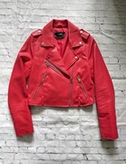 Czerwona kurtka ramoneska z eko skóry czerwona pull&bear rozmiar S