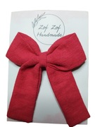 Elegancka duża lniana czerwona kokarda