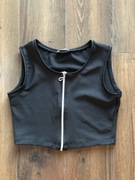 Top Lismina na zamek elastyczny krótki czarny