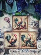 Dekoracyjne podstawki farmhouse shabby Prowansja vintage decoupage kogut 