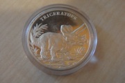 Srebrny numizmat Triceratops z kolekcji Dinozauria