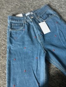 Jeansy z haftowanymi serduszkami | Rozmiar XS | Mom Fit