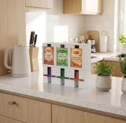 Organizer na Saszetki Herbaty Biały Stojak na Torebki Herbaty