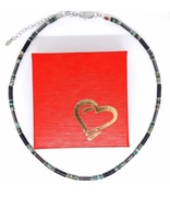 NASZYJNIK KAMIEŃ LAWA TURKUS AFRYKAŃSKI HEMATYT STAL 316L MĘSKI PUDEŁKO 