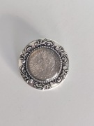 Broszka z oryginalną monetą 20 groszy 1923 r. – rękodzieło, żywica, unikat