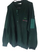 HOM Paris włoski sweter wełniany butelkowa zieleń r XXL