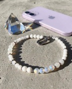 Biżuteryjna smycz do telefonu Agat matowy, Kamień Księzycowy, Mattè Prism