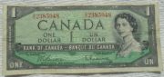 Kanada CAD $ 1 dolar dollar 1954 P#75b Elżbieta II Quebec Beattie Rasminski