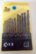 13szt wiertła do metalu HSS  - zestaw  1.5 ... 6.5 mm uchwyt okrągły